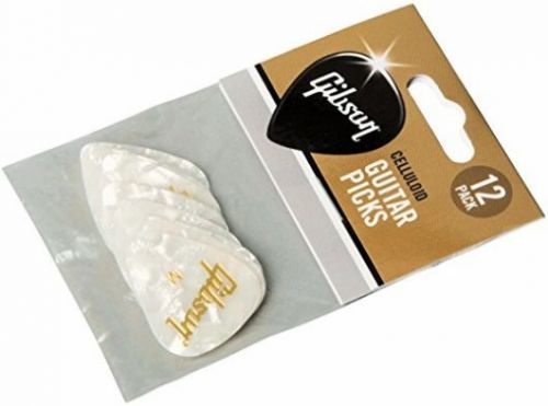 Gibson Pearloid White Picks 12 Pack Medium
