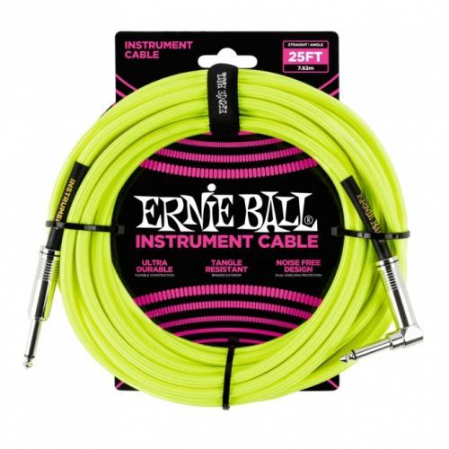 Ernie Ball P06057 Braided Cable 25 SA Neon Yellow