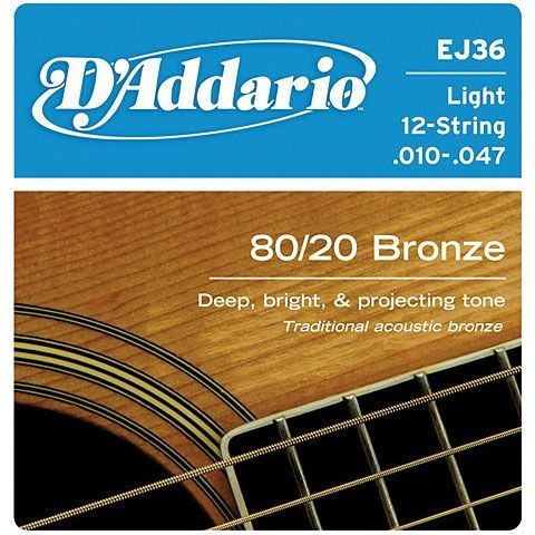 D'Addario EJ36 80/20 Bronze 12 Light - .010 - .047