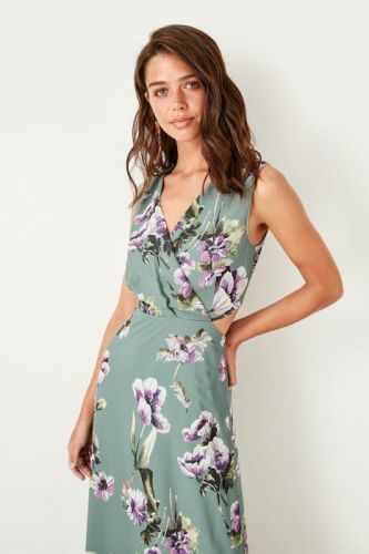 Trendyol Mint-Patterned Waist Lace Dresses Evening Dresses Dress