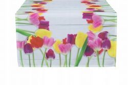 Běhoun na stůl s tulipány směs barev Rozměr ubrusu 40 x 140cm