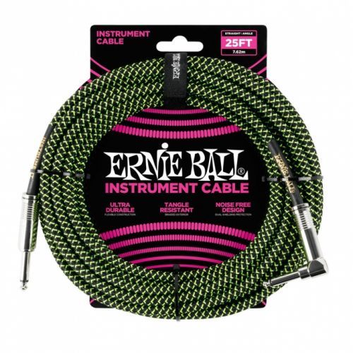 Ernie Ball P06066 Braided Cable 25 SA Black Green