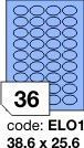 Modré samolepící etikety Rayfilm R0123.EL01F, 38,6x25,6 mm, 1.000 listů A4, 36000 etiket