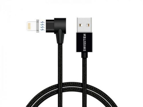 Kabel SWISSTEN magnetický textilní USB/Lightning 1,2M černý