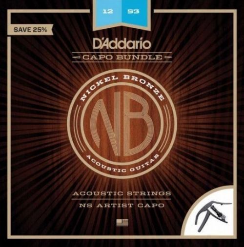 D'Addario NB1253-CP10 Nickel Bronze Acoustic Light NS Artist Capo