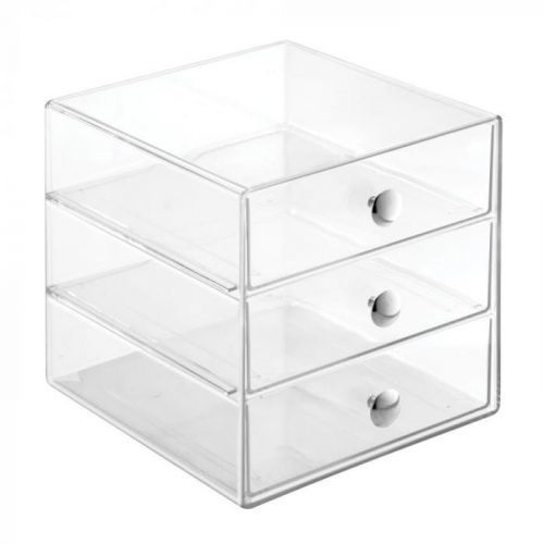 Transparentní úložný box se 3 šuplíky iDesign Original, výška 16,5  cm