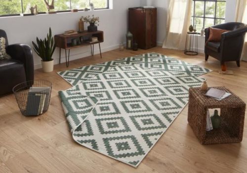 Zeleno-krémový vzorovaný oboustranný koberec Bougari Malta, 200 x 290 cm