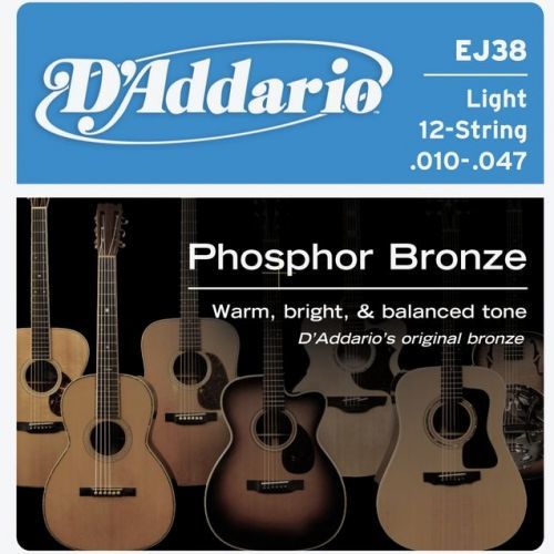 D'Addario EJ38 Phosphor Bronze 12 Light - .010 - .047