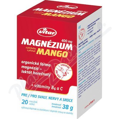 Vitar Magnezium 400mg + vit.B6 + vit.C 20 sáčků