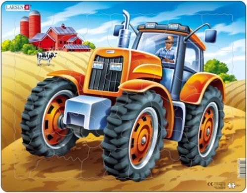 LARSEN Puzzle Oranžový traktor 37 dílků