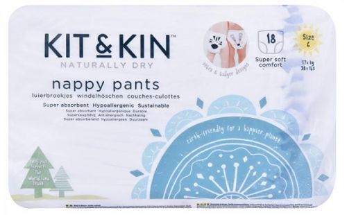 Kit & Kin ekologické plenkové kalhotky (pull-ups), velikost 6 (18 ks), 17kg+