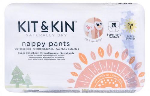 Kit & Kin ekologické plenkové kalhotky (pull-ups), velikost 5 (20 ks), 15-18 kg