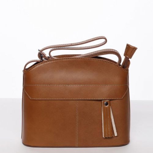 Moderní kožená crossbody kabelka CLAUDINE, koňaková