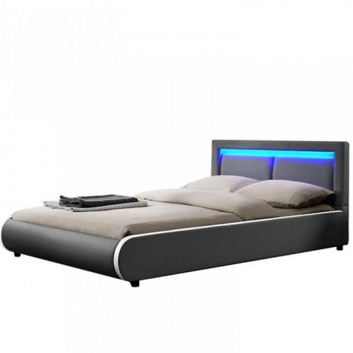 Goleto Čalouněná postel Murcia s LED osvětlením 140 x 200 cm | tmavě šedá