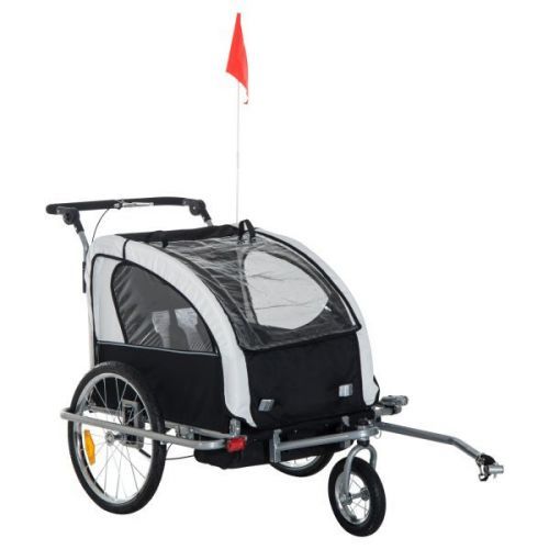 Přívěsný vozík za kolo pro 2 děti JOGGER 2v1 COMFORT 2 červeno-černý