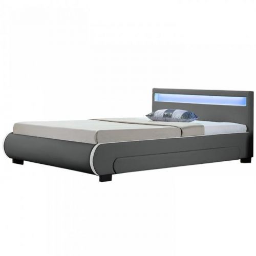 Goleto Čalouněná postel Bilbao s úložným prostorem a LED osvětlením 140 x 200 cm | šedá