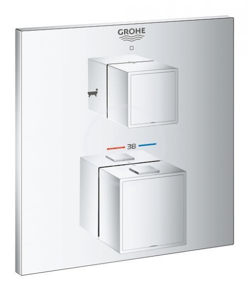 GROHE Grohtherm Cube Termostatická baterie pod omítku pro 2 spotřebiče, chrom 24155000