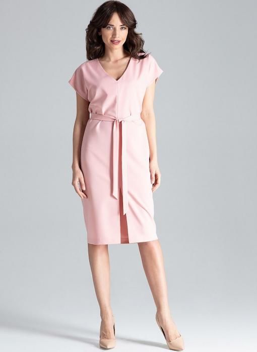 LENITIF Růžové šaty s rozparkem L032 Velikost: S