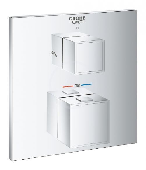 GROHE Grohtherm Cube Termostatická baterie pod omítku pro 2 spotřebiče, chrom 24154000