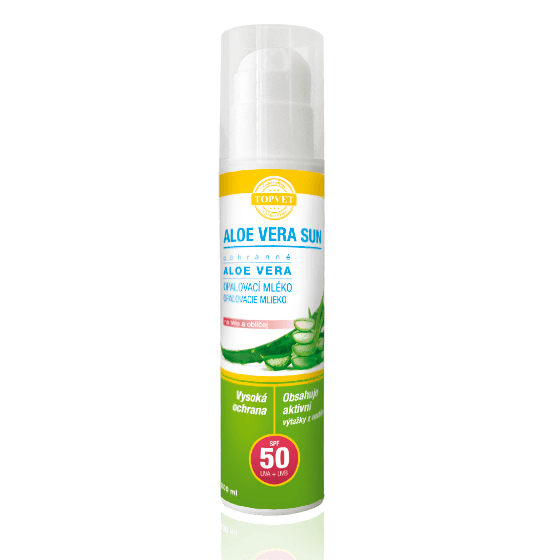 TOPVET Aloe vera opaľovacie mlieko SPF 50 200 ml