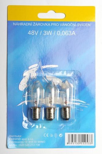 Blistr 3 žárovky pro svícen 48V/3W