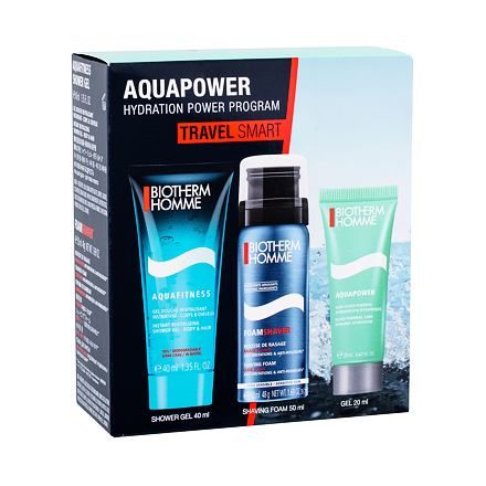 Biotherm Homme Aquafitness dárková kazeta pro muže sprchový gel 40 ml + pěna na holení Foam Shaver 50 ml + hydratační péče 20 ml