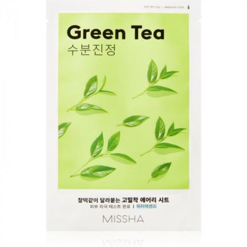 Missha Airy Fit Green Tea zklidňující plátýnková maska s hydratačním ú