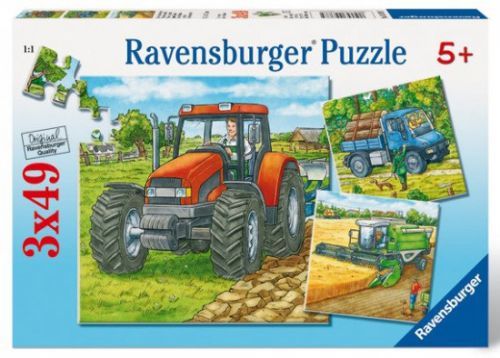 Puzzle Velké zemědělské stroje 3x49 dílků