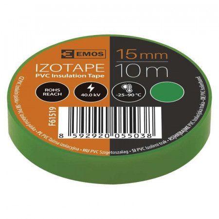 Izolační páska PVC 15mm / 10m zelená, 1 ks (10 ks)