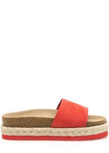 Červené pantofle s espadrilovou podrážkou MTNG Velikost: 36