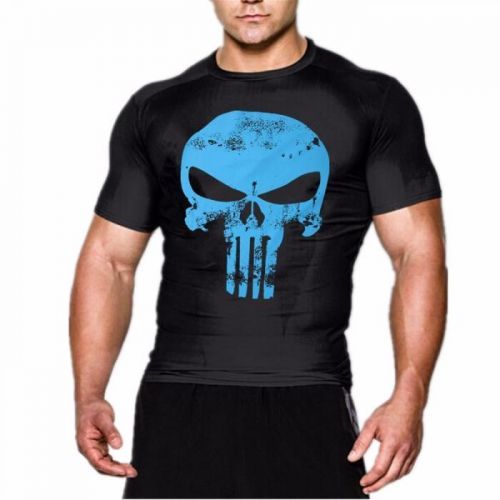 Pánské kompresní tričko HeatGear Punisher - modrá lebka - vel. L