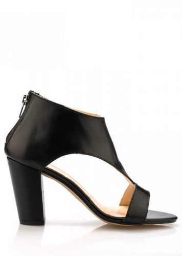 Černé kožené elegantní boty na podpatku Maria Jaén Velikost: 36