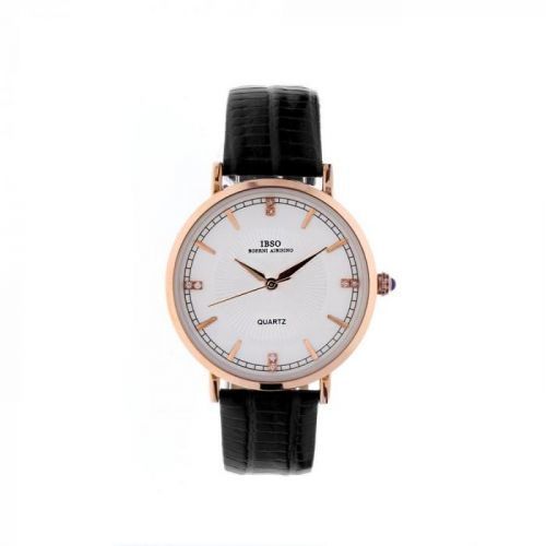 Elegantní hodinky s koženým řemínkem a zirkony zdobeným ciferníkem..01559 A.Q00J0080B9090.1816
