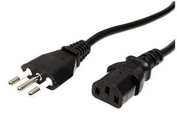 Kabel síťový Itálie, CEI 23-16 (typ L) - IEC320 C13, 1,8m, černý