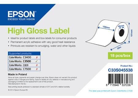 EPSON High Gloss Label Cont.R, 102mm x 33m (C33S045538)
