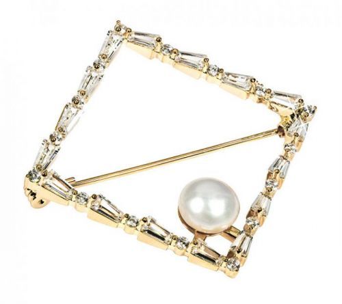 Jwl Luxury Pearls Třpytivá Pozlacená Brož S Pravou Perlou jl0520