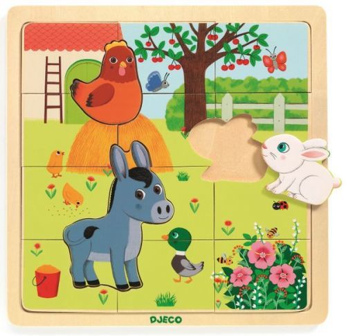 Djeco Dřevěné Puzzle Na Farmě
