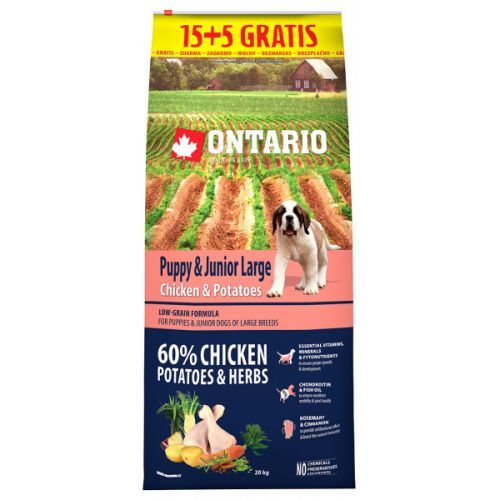 Ontario Puppy & Junior Large Chicken & Potatoes 15+5 kg zdarma Miss Sixty