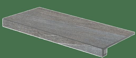 schodová tvarovka RAKO QUARZIT tmavě šedá schod.tvarovka 40x80 DCF84738.1