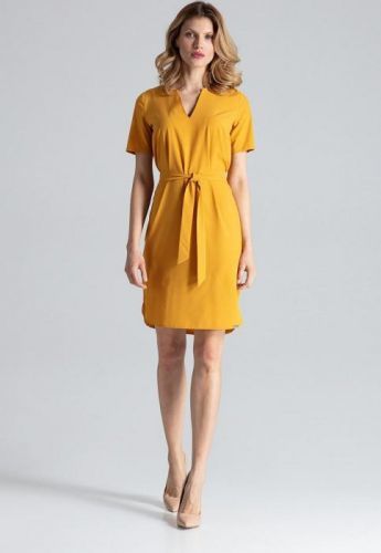 FIGL Hořčicové krátké šaty M669 Mustard Velikost: XL