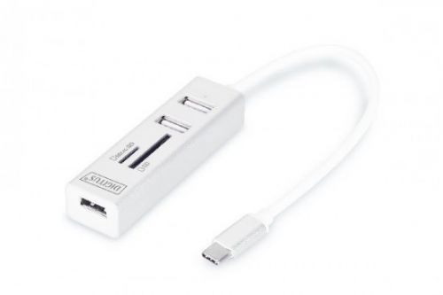 DIGITUS USB 2.0 Type C 3-Port OTG HUB with Card Reader , DA-70243