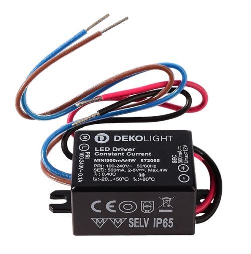 Deko-Light napájení MINI, 500mA/4W konstantní proud 500 mA IP65 2-8V DC 4,00 W 872065