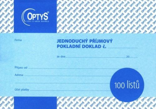 Optys Jednoduchý příjmový pokladní doklad Optys 1067