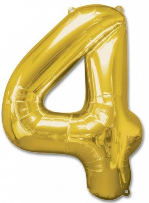Fóliové nafukovací balónky - Číslice - 102 cm - 4 - zlatá - WGOLD 4