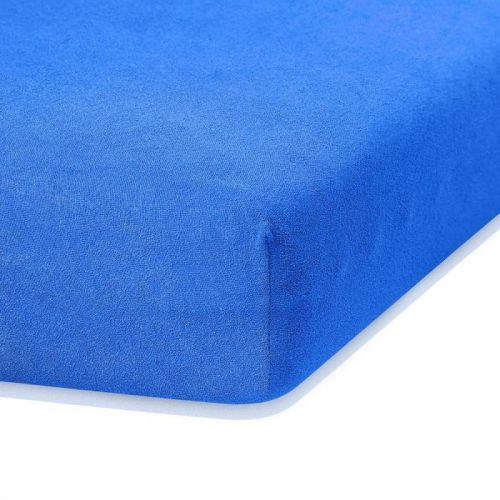 Modré elastické prostěradlo s vysokým podílem bavlny AmeliaHome Ruby, 200 x 100-120 cm