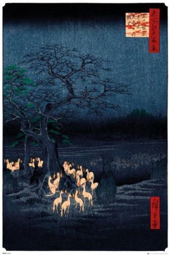 Posters Plakát, Obraz - Hiroshige - New Years Eve Foxfire, (61 x 91,5 cm)