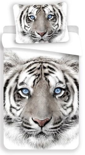 Jerry Fabrics Bavlněné povlečení 140x200 + 70x90 cm - Bílý tygr