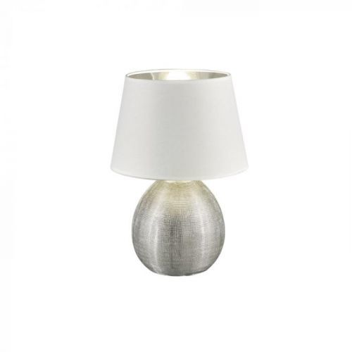 Bílá stolní lampa z keramiky a tkaniny Trio Luxor, výška 35 cm