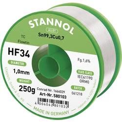 Bezolovnatý pájecí cín Stannol HF34 1,6% 1,0MM FLOWTIN TC CD 250G, cívka, bez olova, 250 g, 1 mm