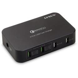 USB nabíjecí stanice LVSUN LS-Q4U, nabíjecí proud 10200 mA, černá